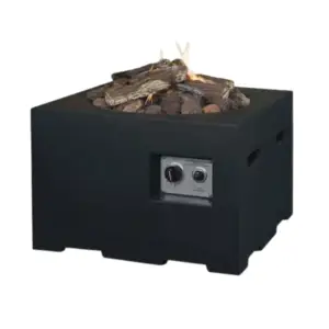 Cocoon Square Small Gas Fire - Black and Grey