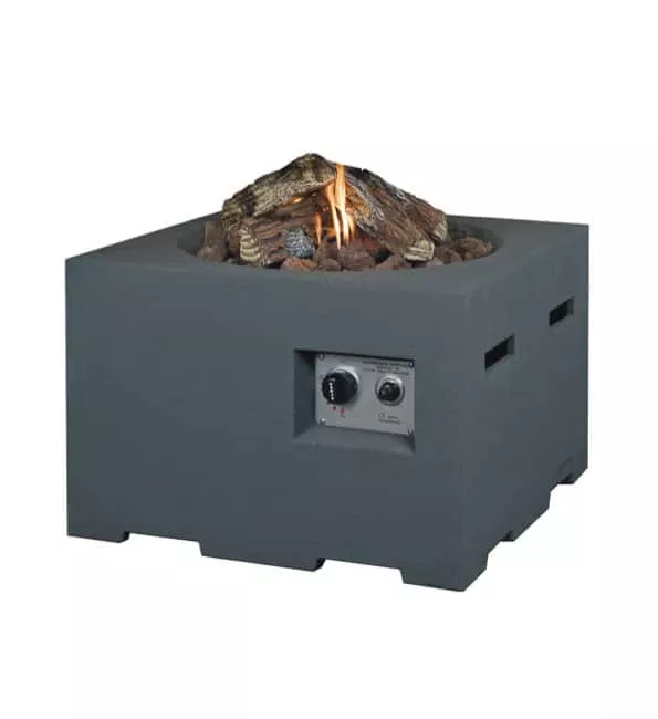 Cocoon Square Small Gas Fire – Black and Grey