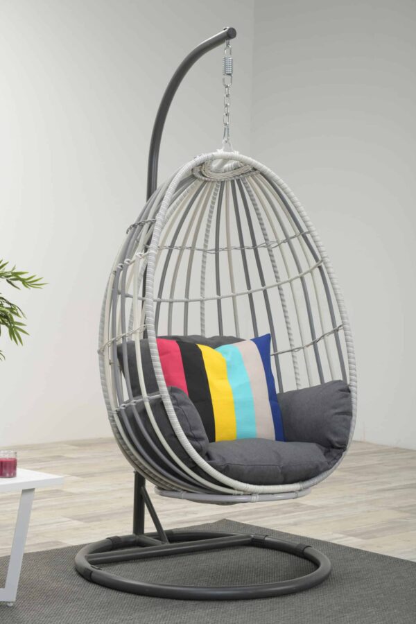 Panama Egg Chair – Cloudy Grey – Hanging Wicker Garden Chair