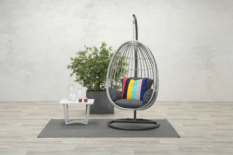 Panama Egg Chair – Cloudy Grey – Hanging Wicker Garden Chair