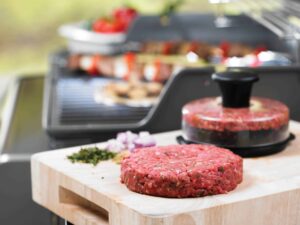 Weber Original Burger Press with burgers - Barbecue Accessories For Sale Dublin Ireland