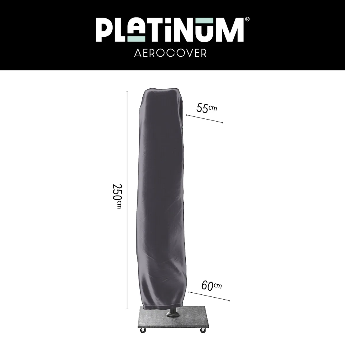 Platinum AeroCover Free-Arm Parasol Cover H250x55/60
