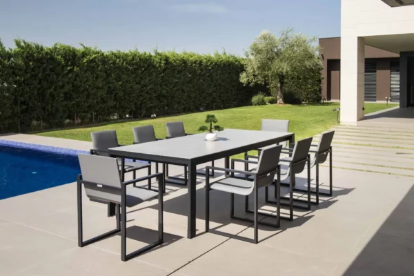 Fermo Dining Table set with 8 Chairs – Charcoal