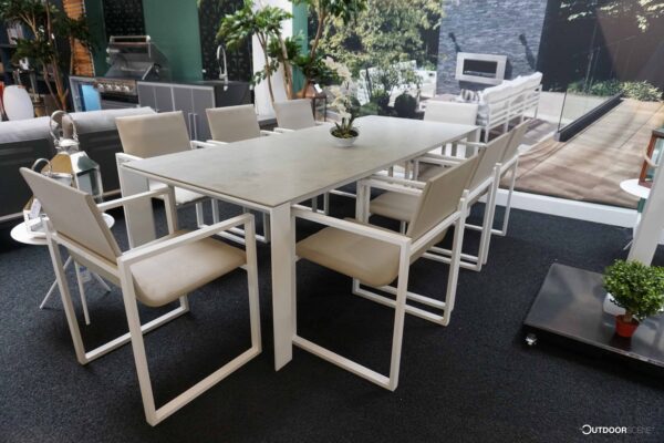 Fermo Dining Table set with 8 Chairs – White