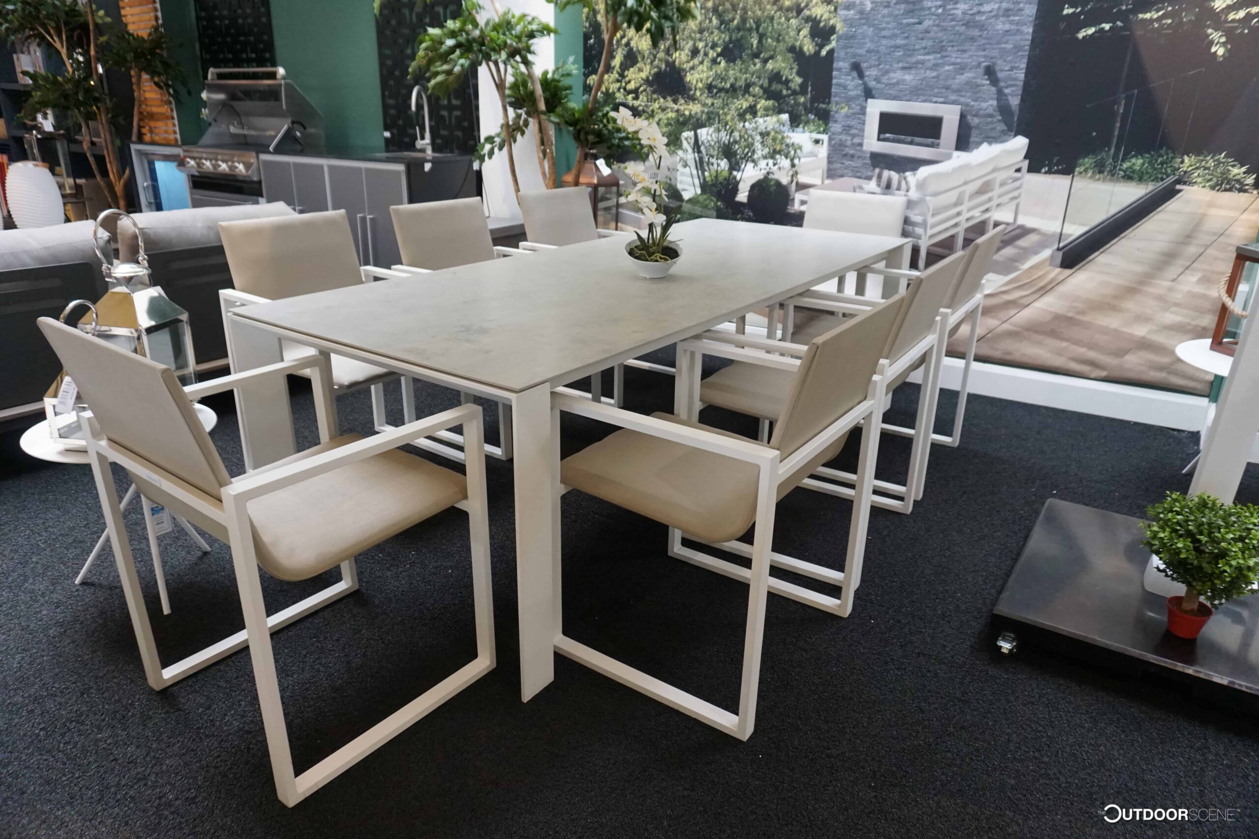 Fermo Dining Table set with 8 Chairs – White