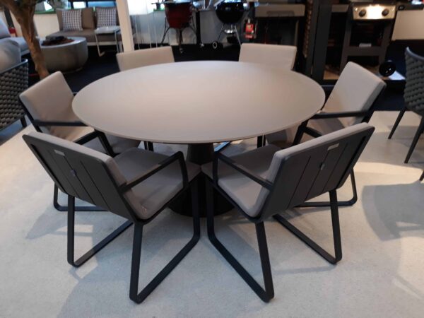 Fano 6 Seat Outdoor Dining Set with Verona Arm Chair – Charcoal
