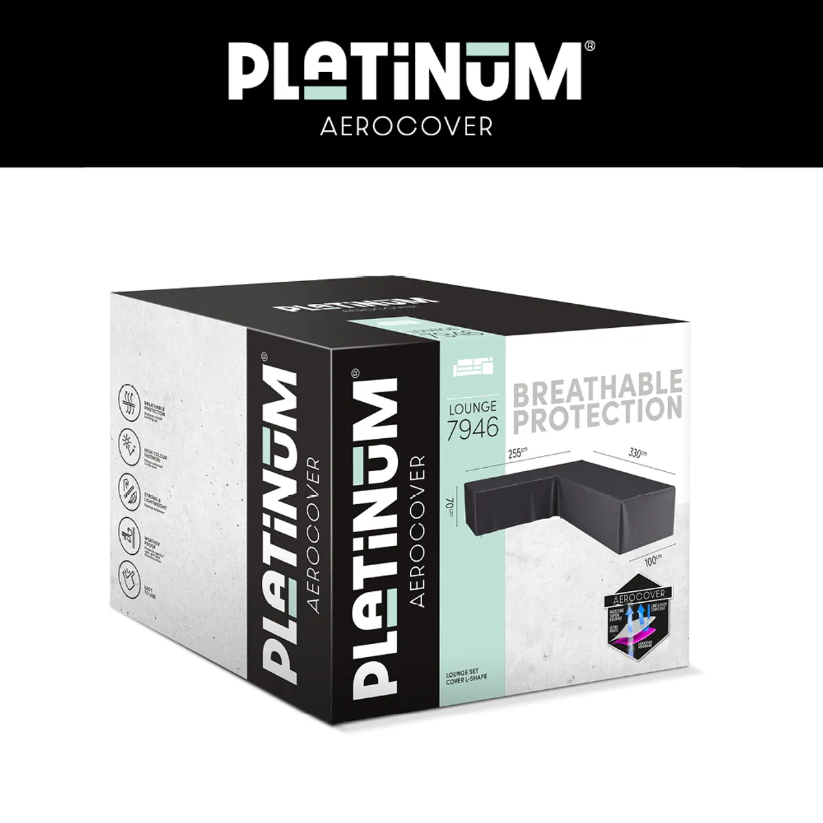 Platinum AeroCover Lounge cover L 330x255x100xH70 Left