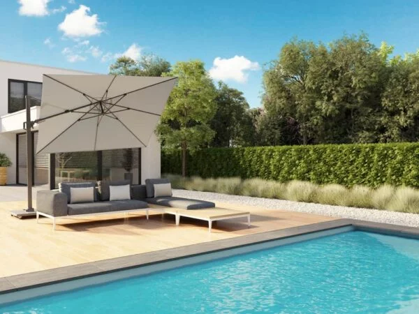 Alexander Cantilever T2 Garden Parasol 3x3m Manhattan with Modena Base