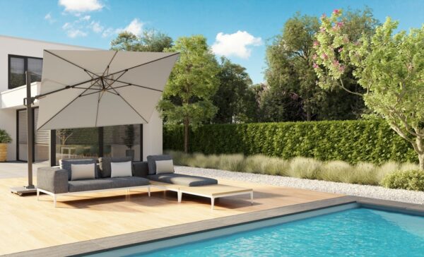 Alexander Cantilever T2 Garden Parasol 3x3m Manhattan + Modena Base