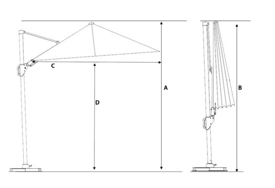 Challenger Parasols Measurements - Garden parasols For Sale Dublin