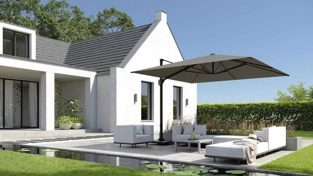 Alexander Cantilever T2 3m Square Side Elevated Parasol Faded Black - Garden Parasols For Sale Dublin Ireland