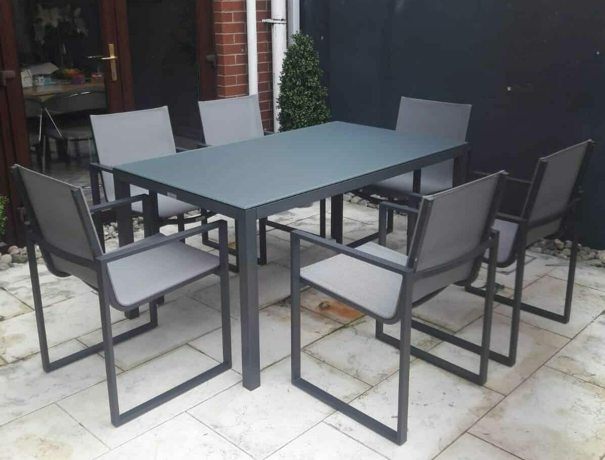 LISBON Aluminum/glass table With Belluno Dining Chairs - Garden Dining Sets For Sale Dublin