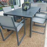 Orlando Aluminum/Glass Table With Belluno Dining Chairs