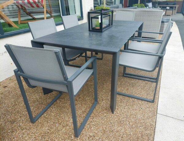 Orlando Aluminum/Glass Table With Belluno Dining Chairs