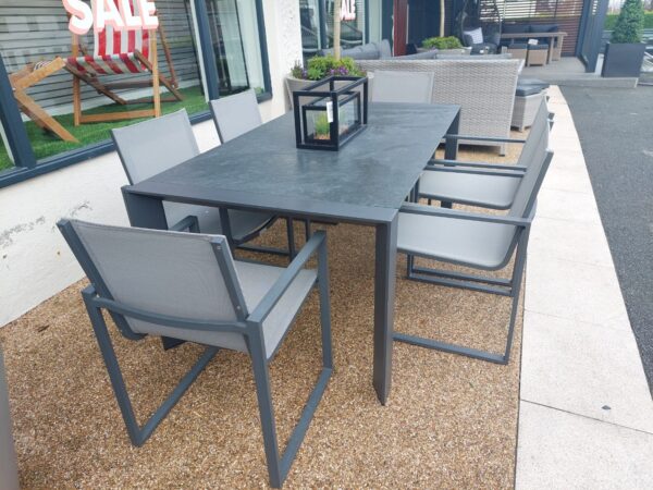 Orlando Aluminum/Glass Table With Belluno Dining Chairs