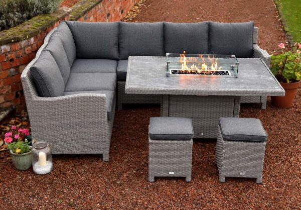 Catalan Outdoor Corner Sofa Dining Set With Fire Pit Table *Online Only*