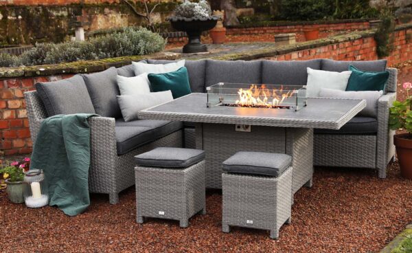 Catalan Outdoor Corner Sofa Dining Set With Fire Pit Table *Online Only*