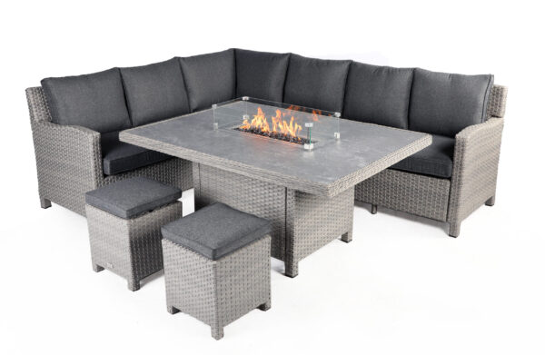 Catalan Outdoor Corner Sofa Dining Set With Fire Pit Table *Online Only*