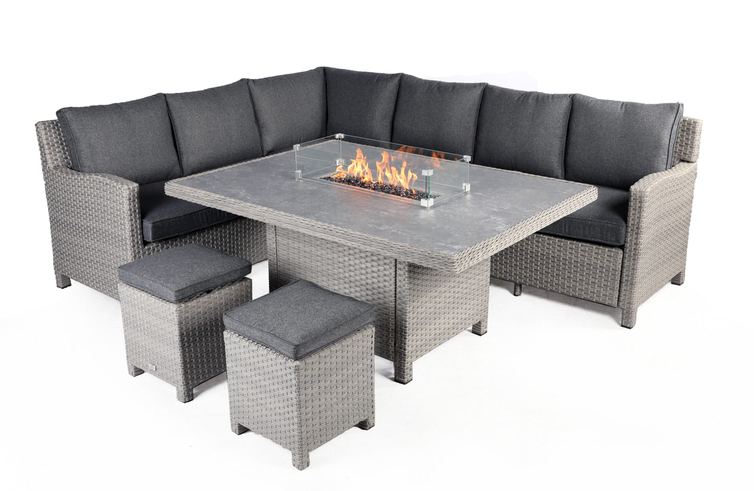 Catalan Outdoor Corner Sofa Dining Set With Fire Pit Table *Online Only*