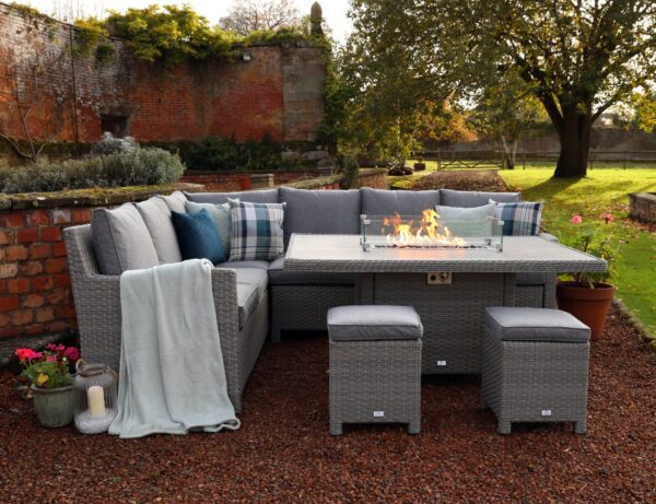 Catalan Outdoor Corner Sofa Dining Set With Fire Pit Table *Online Only*