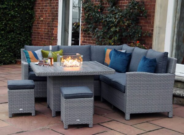 Catalan Outdoor Corner Sofa Dining Set With Fire Pit Table *Online Only*
