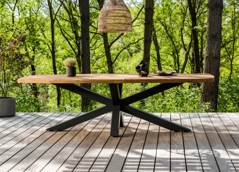 Los marcos 280 cm Teak dining table with aluminium frame in anthracite grey colour. Premium outdoor 8 seater dining table