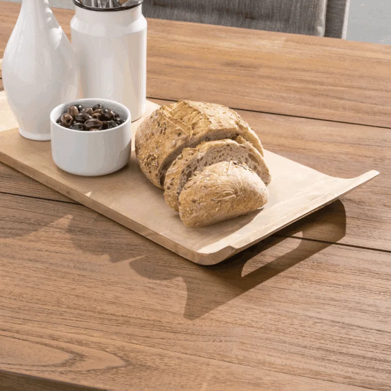 Los marcos Outdoor dining teak table for sale in Dublin close up of teak