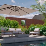 Alexander Cantilever T2 Garden Parasol 3x3m Taupe with Modena Base