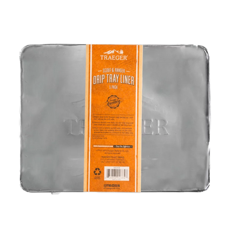 Traeger BAC458 Drip Tray Liner 5-Pack for Ranger and Scout Portable Wood Pellet Grill and Smoker