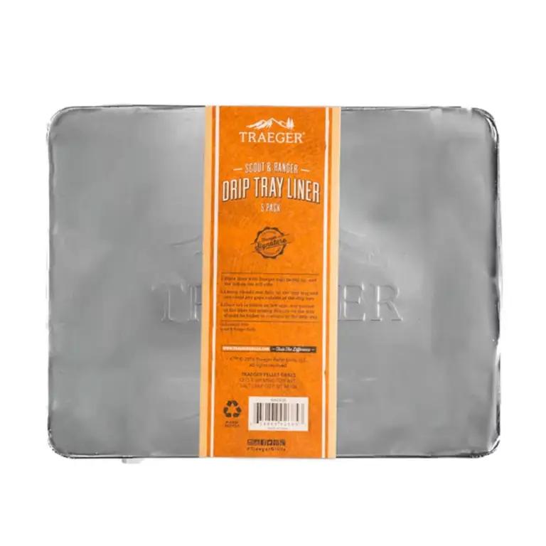 Traeger BAC458 Drip Tray Liner 5-Pack for Ranger and Scout Portable Wood Pellet Grill and Smoker