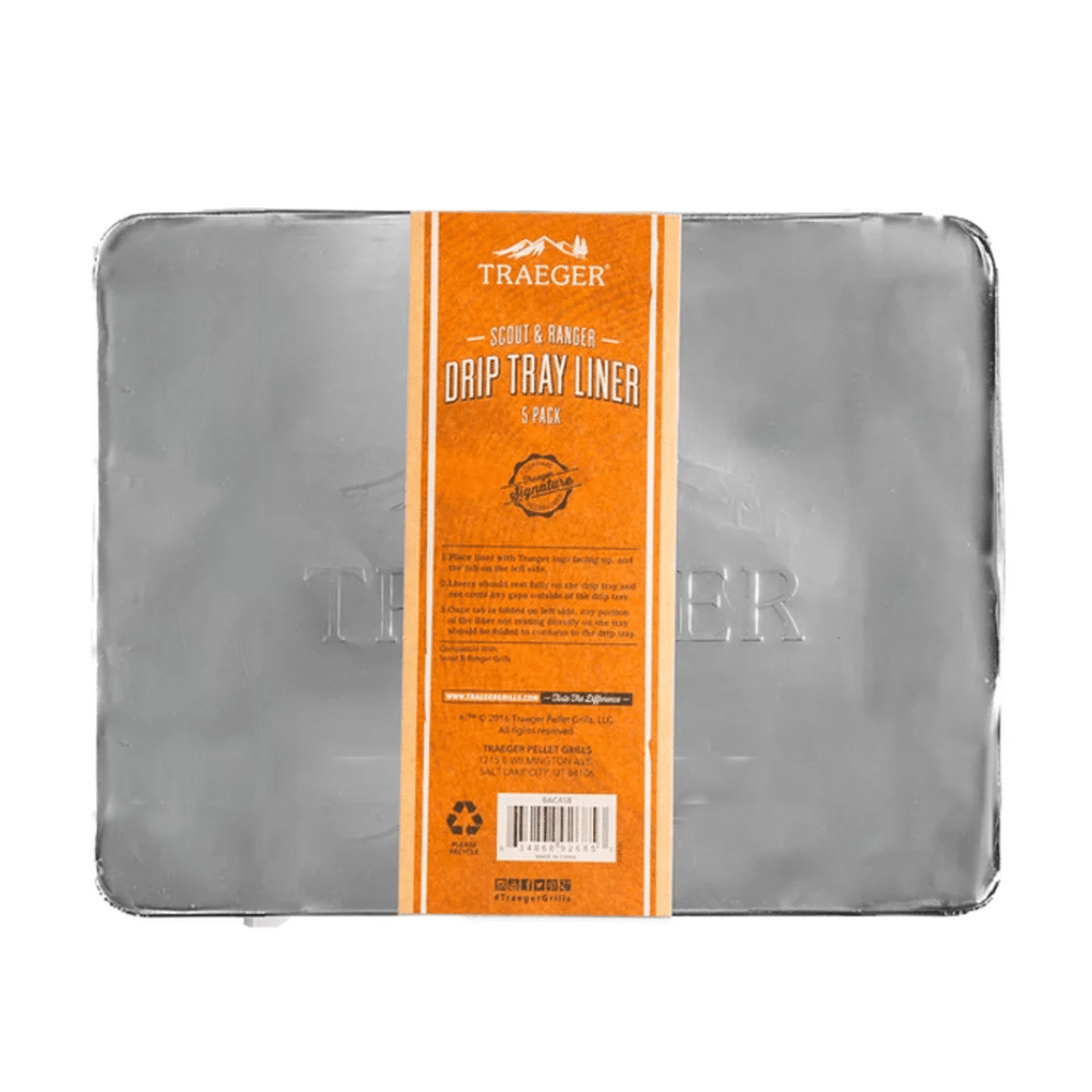 Traeger BAC458 Drip Tray Liner 5-Pack for Ranger and Scout Portable Wood Pellet Grill and Smoker
