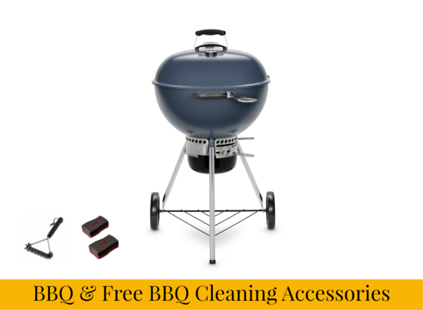 Weber BBQ Master Touch Charcoal BBQ 57cm Slate Blue + FREE Brush & Sponge Cleaner