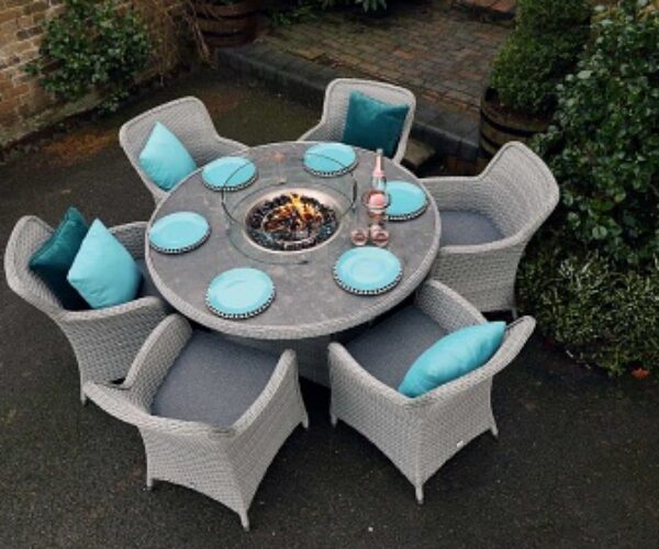 Burgos Six Seat Round Outdoor Dining Set - Outdoor Dining Furniture For Sale Dublin Ireland