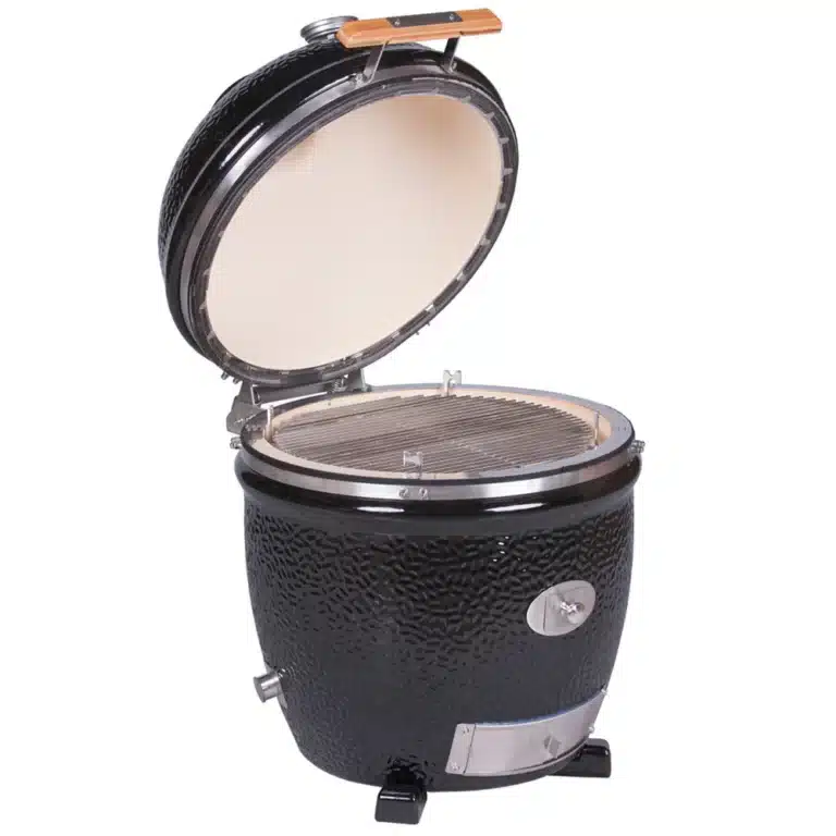 Monolith Classic Pro Series 2.0 Black built in Kamado Charcoal Barbecue - Charcoal Barbecues For Sale Dublin. Open hood