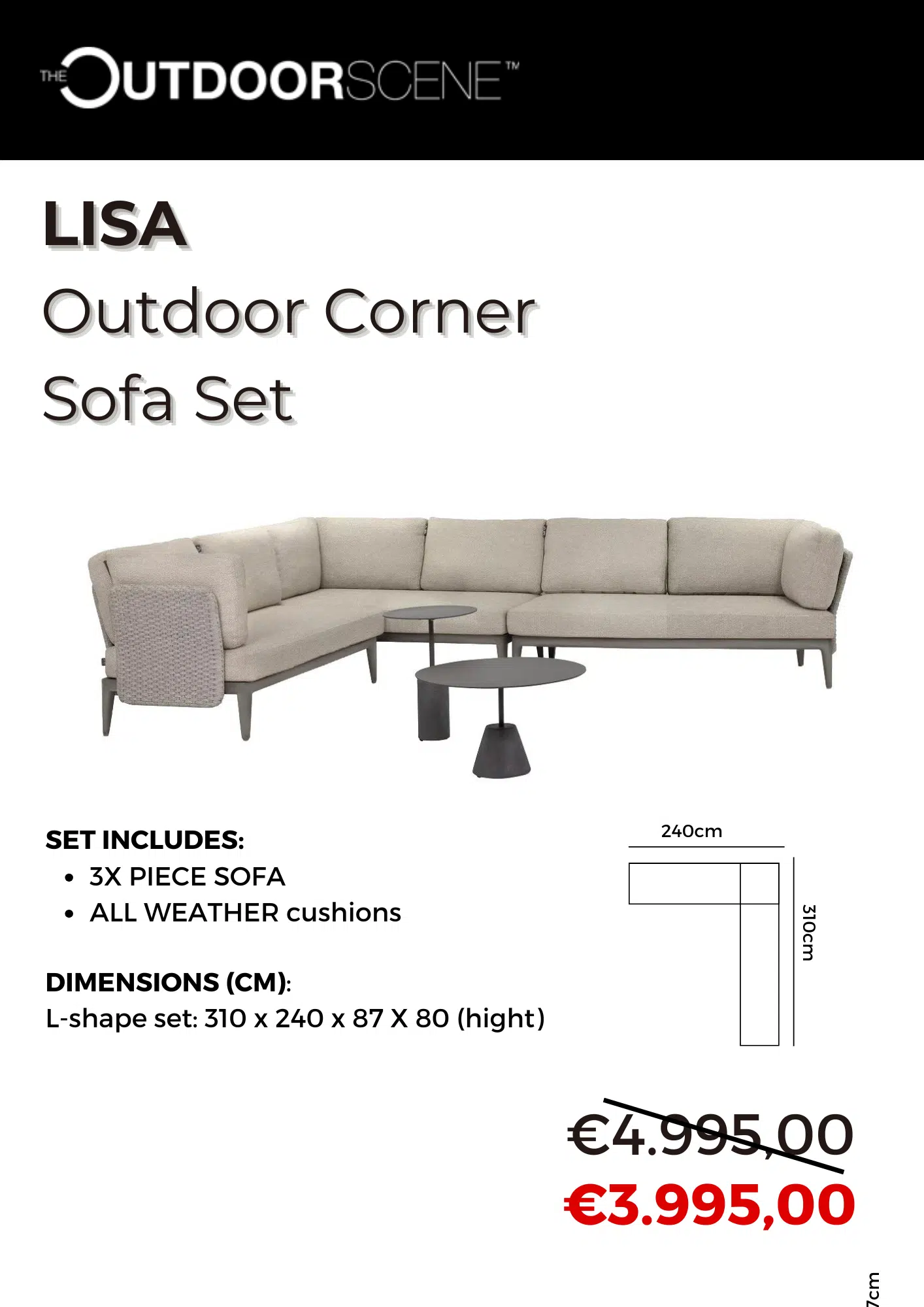 Lisa Love Outdoor Corner Sofa Set