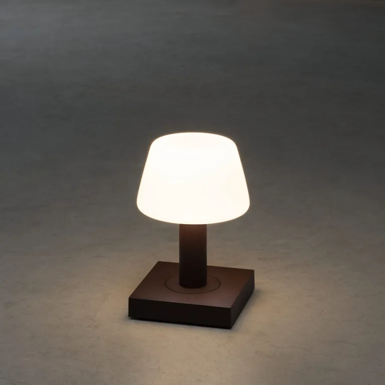 Konstsmide Monaco Table Lamp - Rust Colour -Lit Up