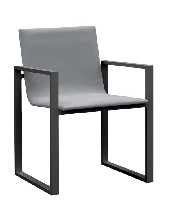 Fermo Aluminium Sling Armchair – Silver Back and Charcoal Frame