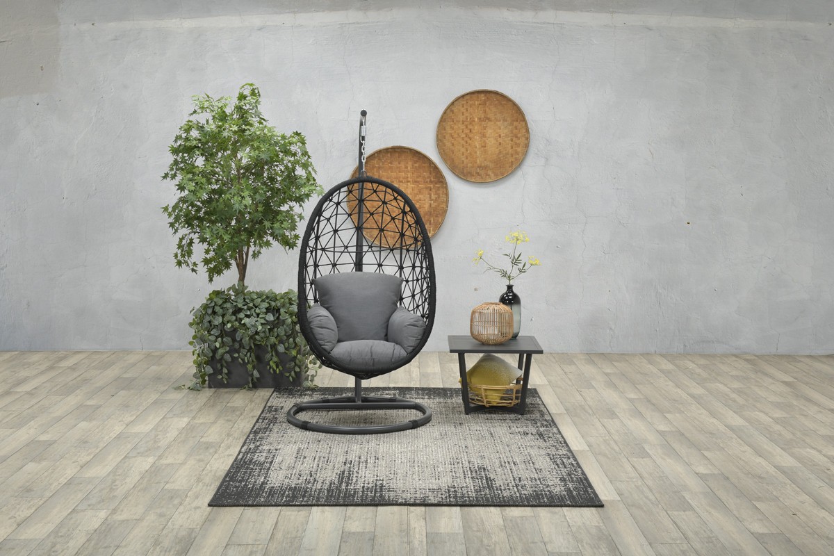 Panama Egg Chair – Black Rope – Hanging Rope Garden Chair