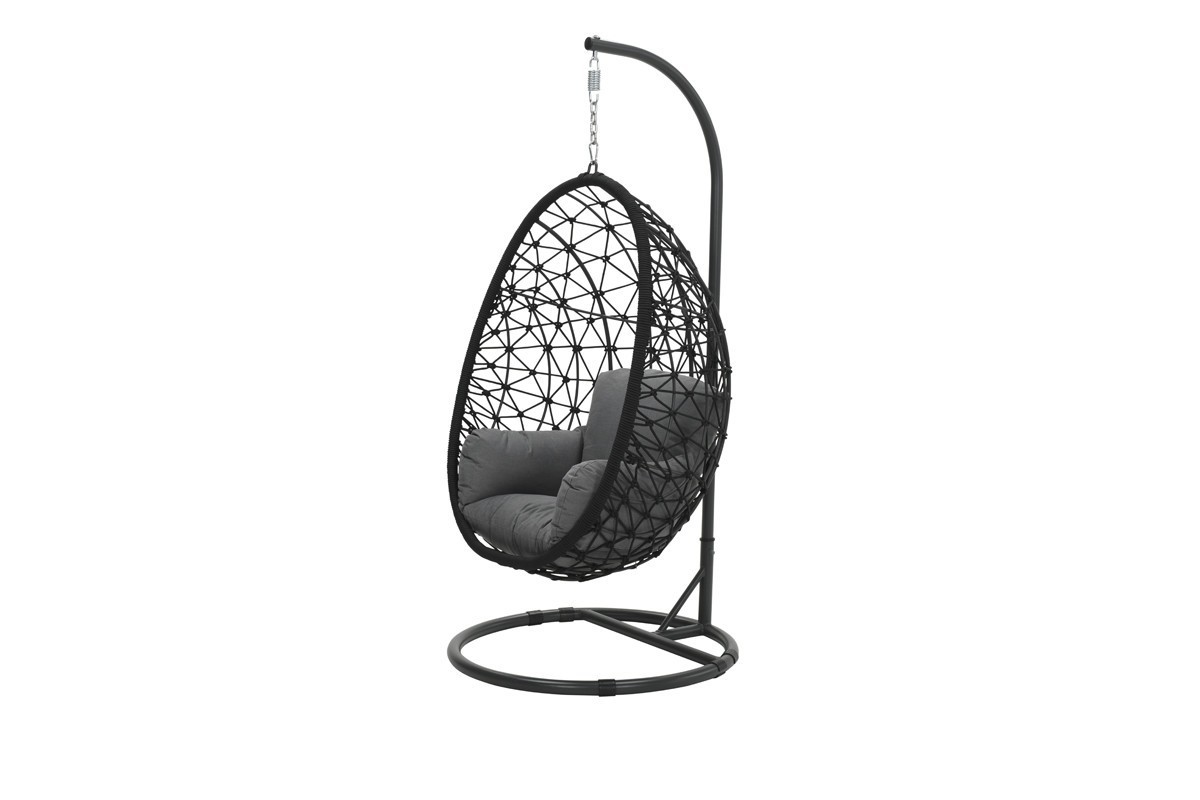 Panama Egg Chair – Black Rope – Hanging Rope Garden Chair