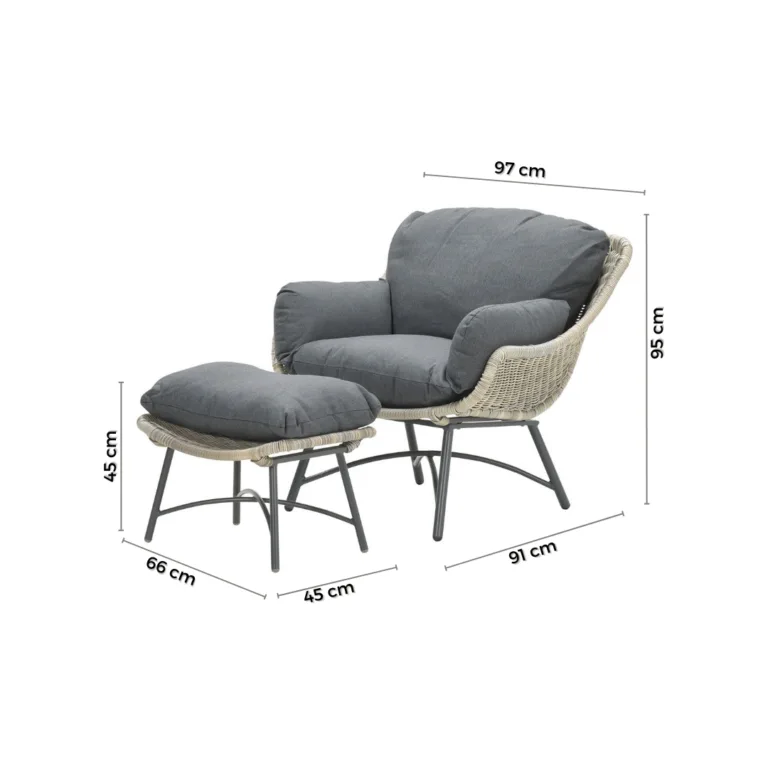 Logan Chair and Footrest Dimensions - Garden Furniture Ireland