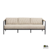 Elle Three-Seater Lounge Sofa (201cm) with Aluminium Black Frame, Belt Weaving in Black, and Bee Wett Cushion in Natural Oak