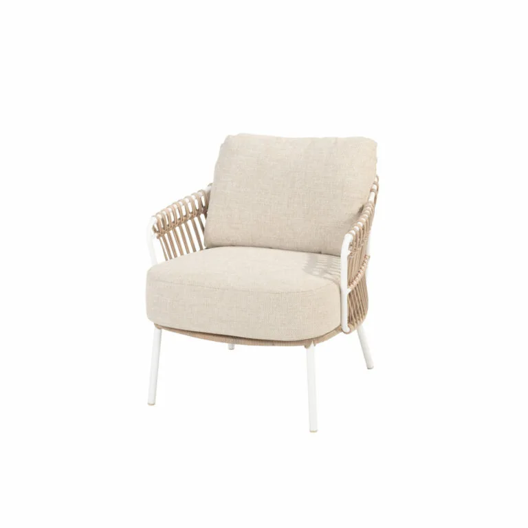 Dalias Low Lounge Chair White with Two Cushions