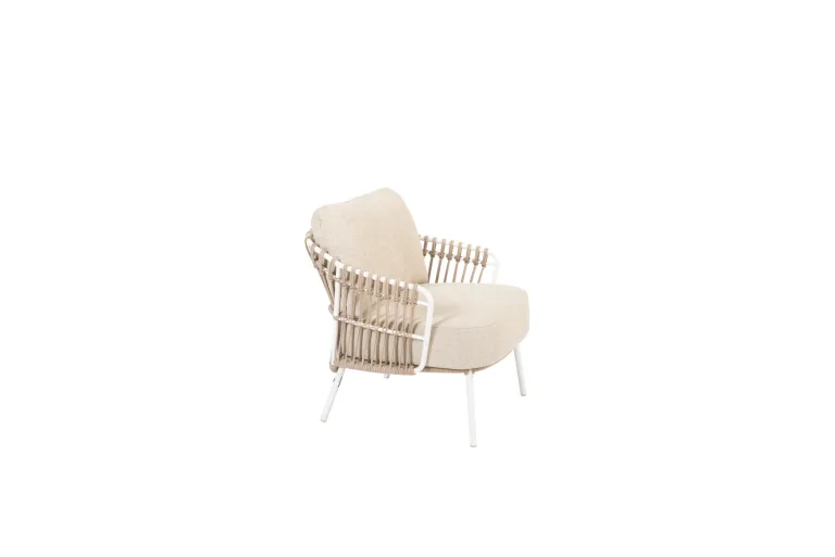 The side view of Dalias Low Dining Chair White With Two Cushions