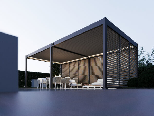 Veranza Louvered Roof Pergola With LED Lights – 7.2 x 3.6m