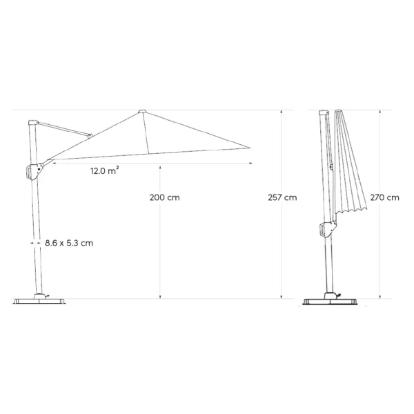 Platinum Challenger T¹ Premium 4x3m Champagne Parasol