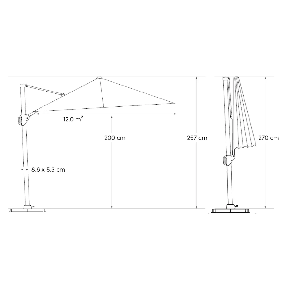 Platinum Challenger T¹ Premium 4x3m Champagne Parasol