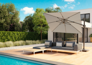 Platinum Sun and Shade Free Arm Challenger T2 Parasol Champagne Colour - Available for Sale in Ireland