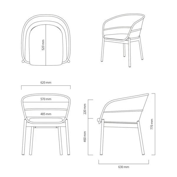 Carson Dining Table with 6 Bari Dining Chair Set