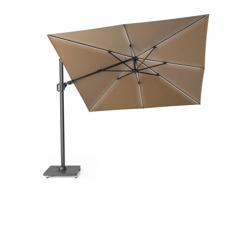 Platinum Challenger T2 Glow 3x3m Anthracite Free Arm Parasol With LED Lights