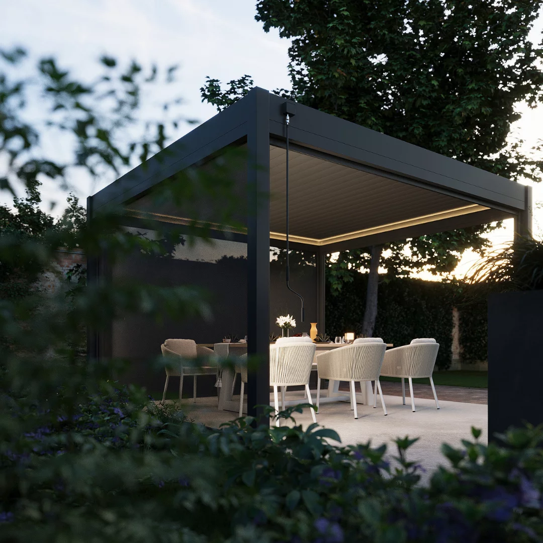 Veranza Louvered Roof Pergola With LED Lights – 4 x 3.6m